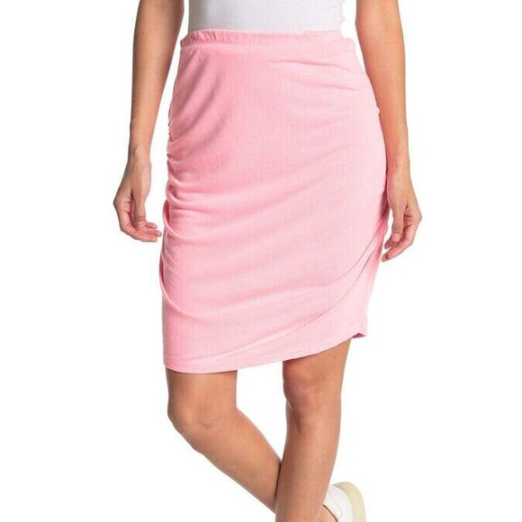 Sundry Pop Peach Ruched Seam Bodycon Mini Skirt NWT Size 0 - Picture 1 of 7